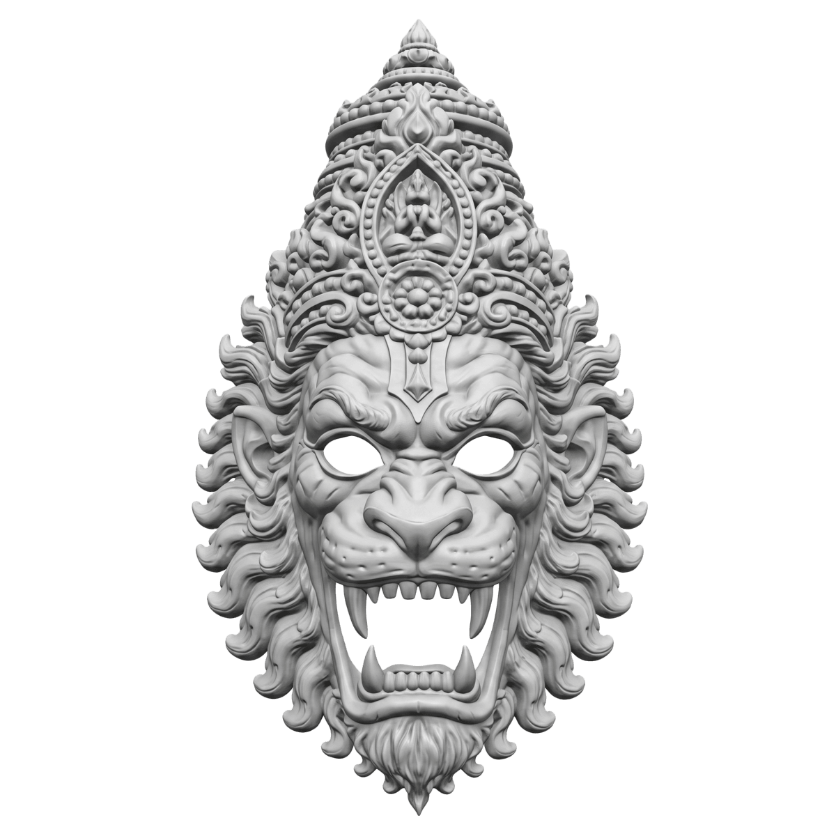 Ornately carved lion mask 3D model
